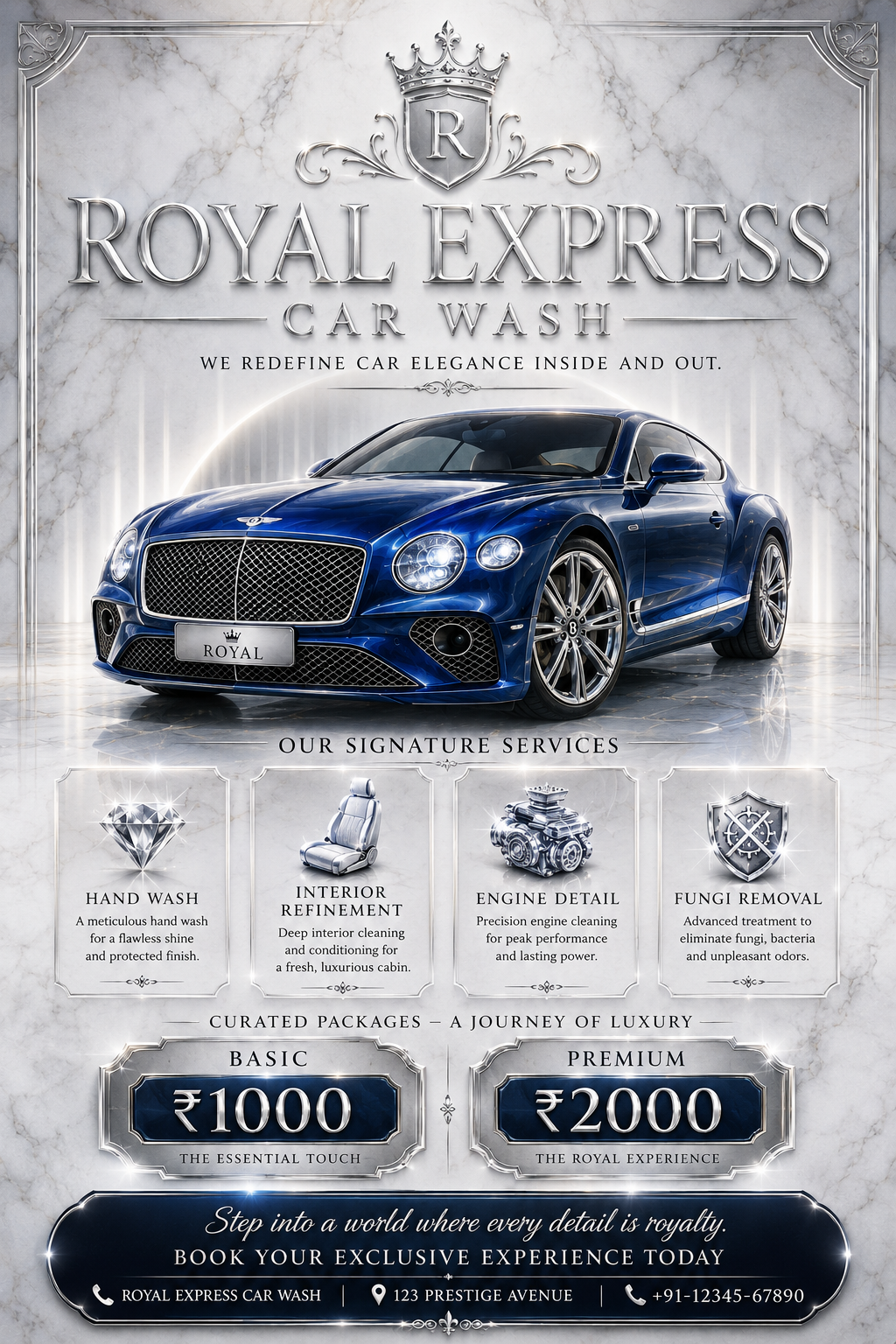 royal car wash promotional flyer